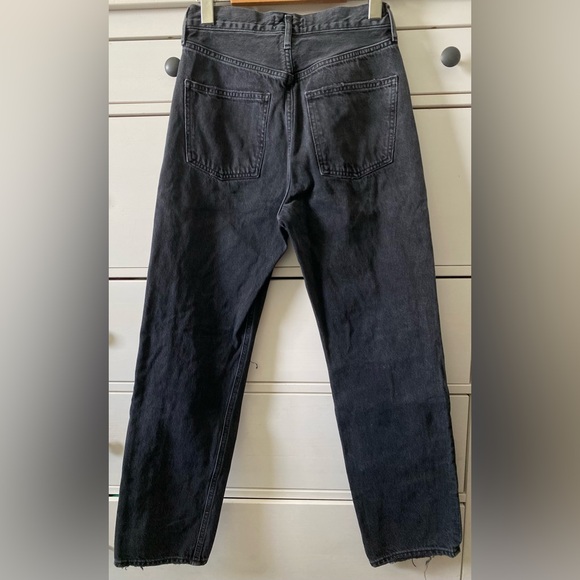 Agolde 90’s Jean Dark Denim Size 24 Distressed Button Fly 100% Cotton - Picture 5 of 8